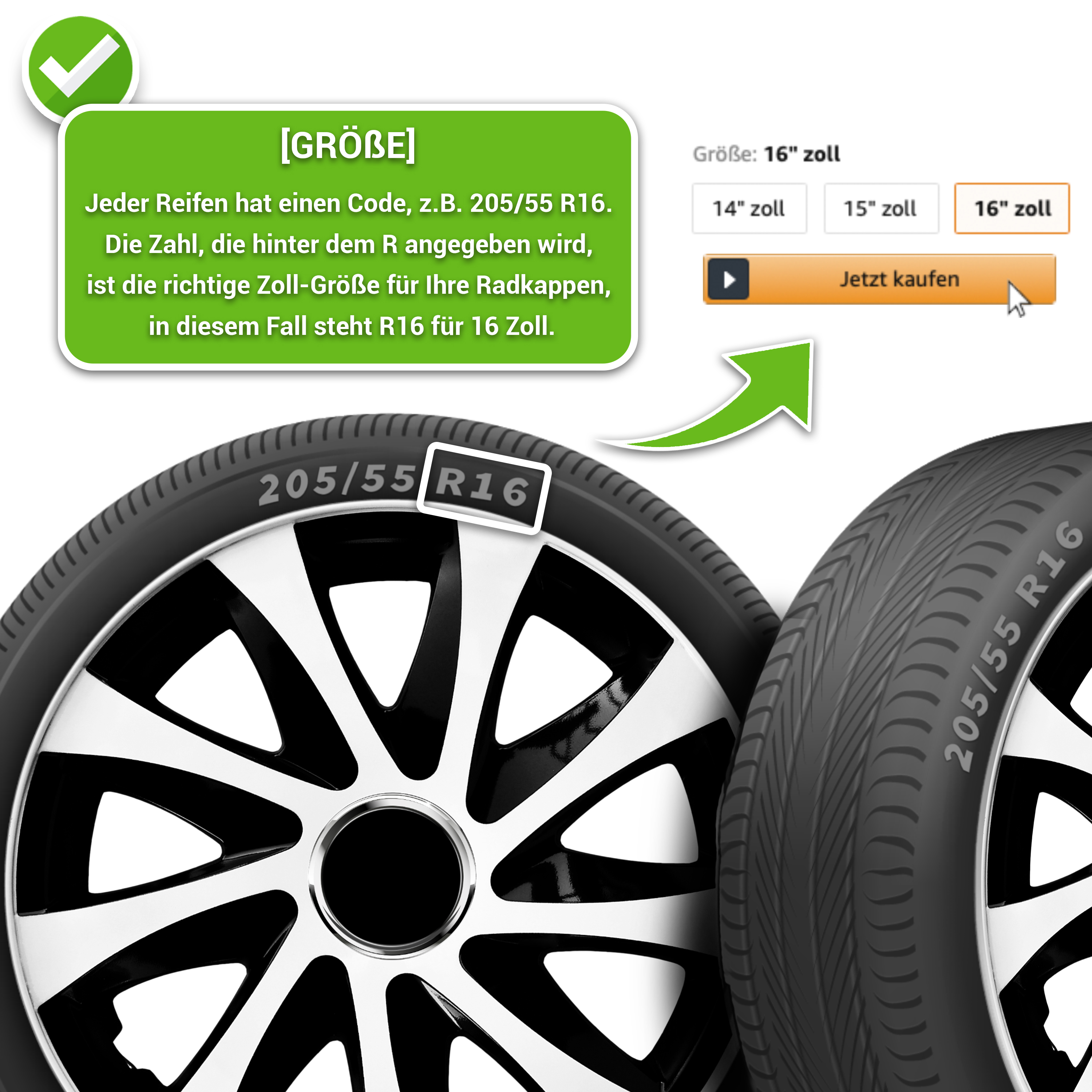 Auto Radkappen Radzierblenden 4 Set passend für alle Stahlfelgen 13'' bis 16'' - Bild 11 von 64