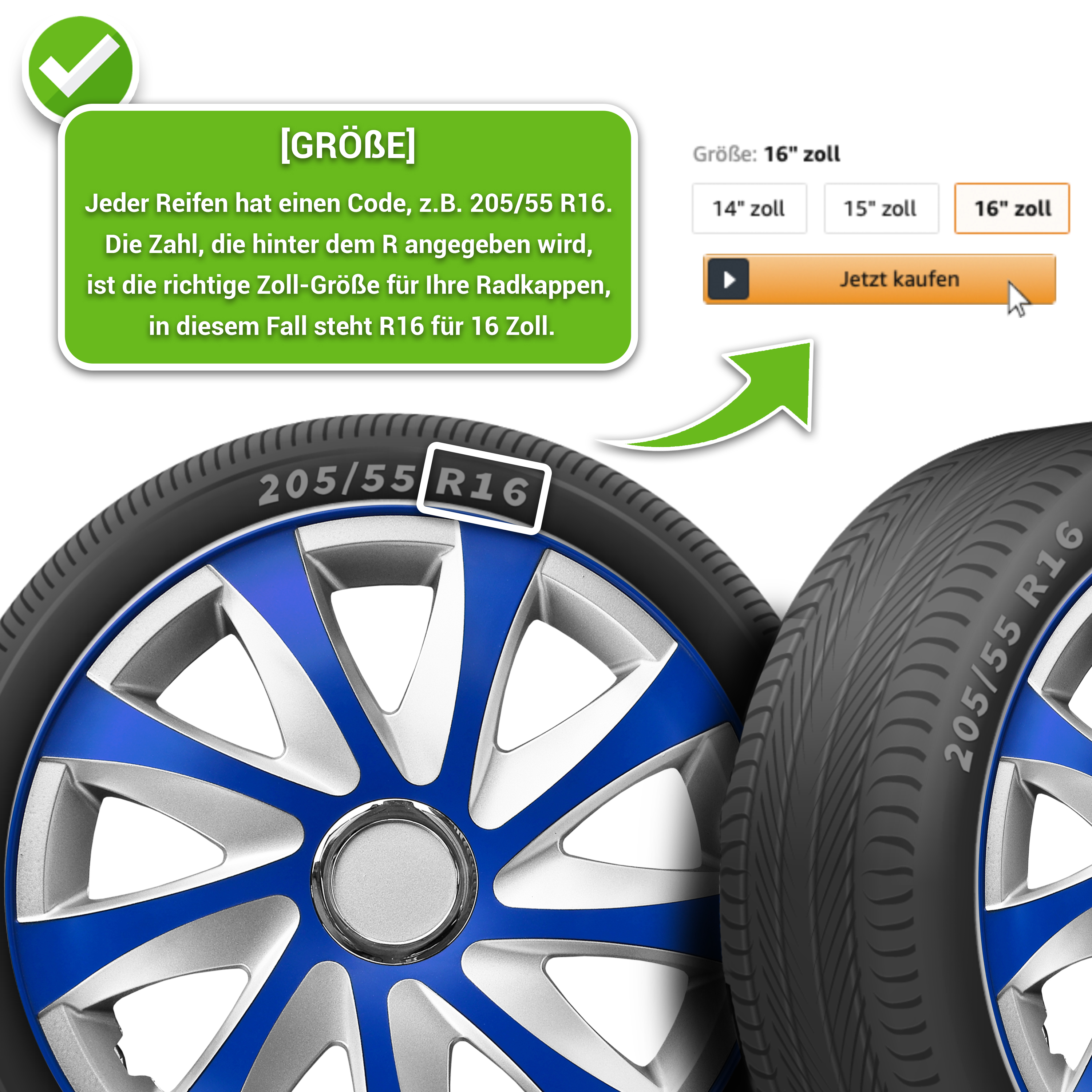 Auto Radkappen Radzierblenden 4 Set passend für alle Stahlfelgen 13'' bis 16'' - Bild 25 von 64