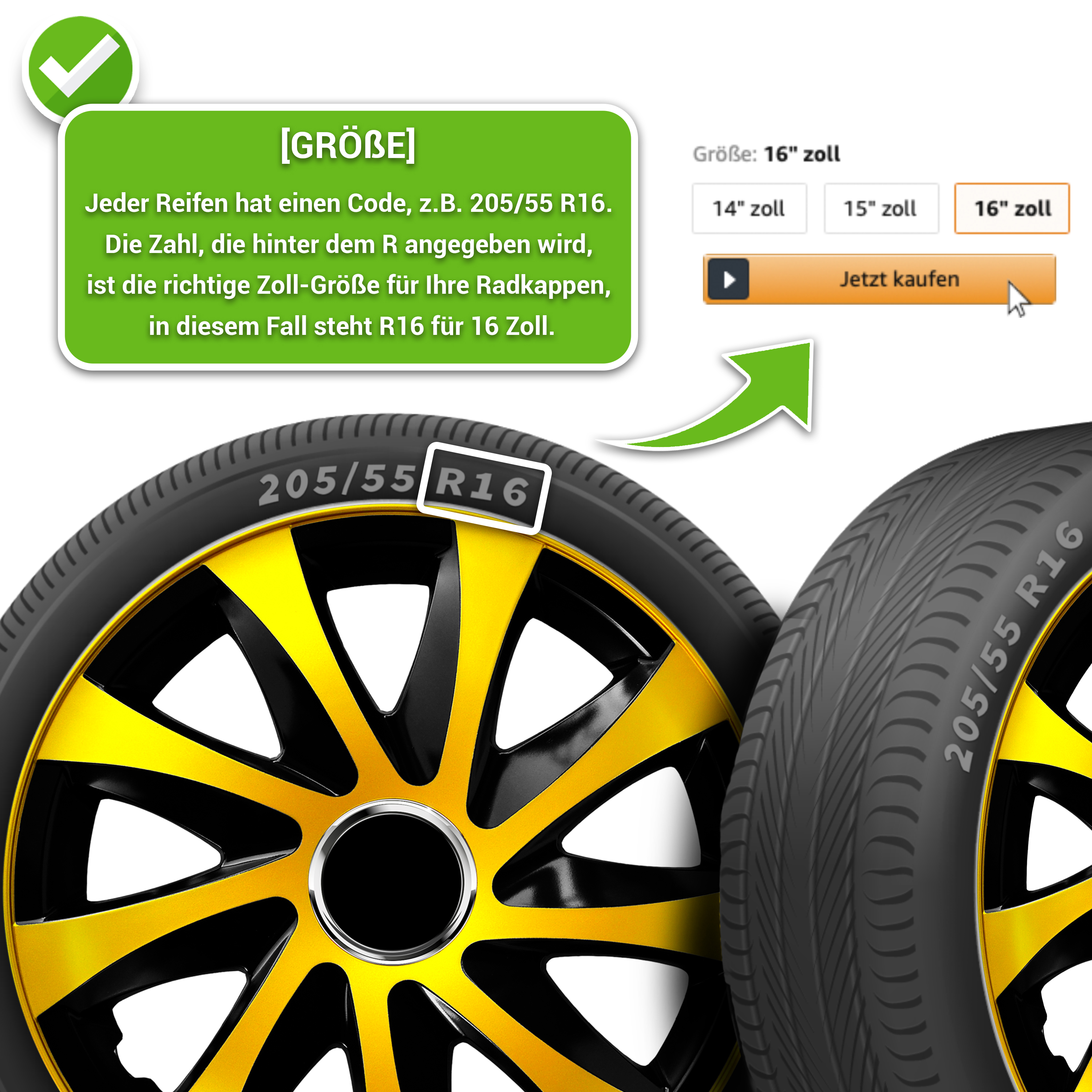 Auto Radkappen Radzierblenden 4 Set passend für alle Stahlfelgen 13'' bis 16'' - Bild 32 von 64