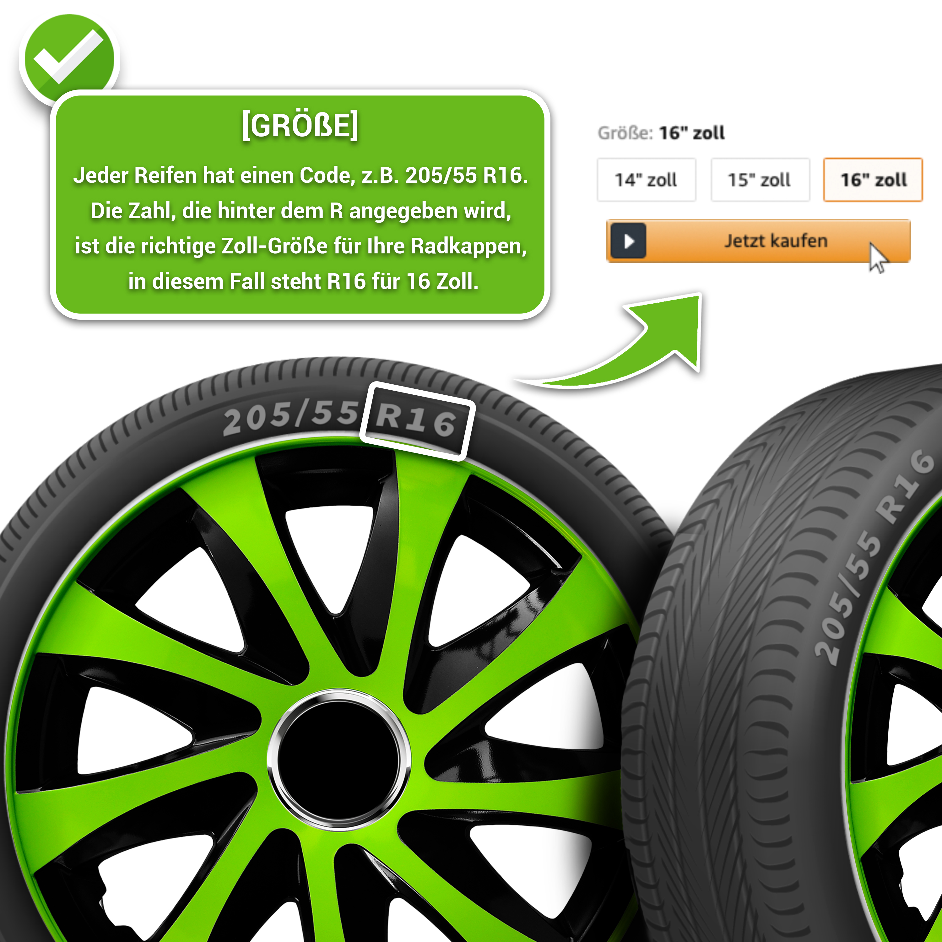 Auto Radkappen Radzierblenden 4 Set passend für alle Stahlfelgen 13'' bis 16'' - Bild 39 von 64