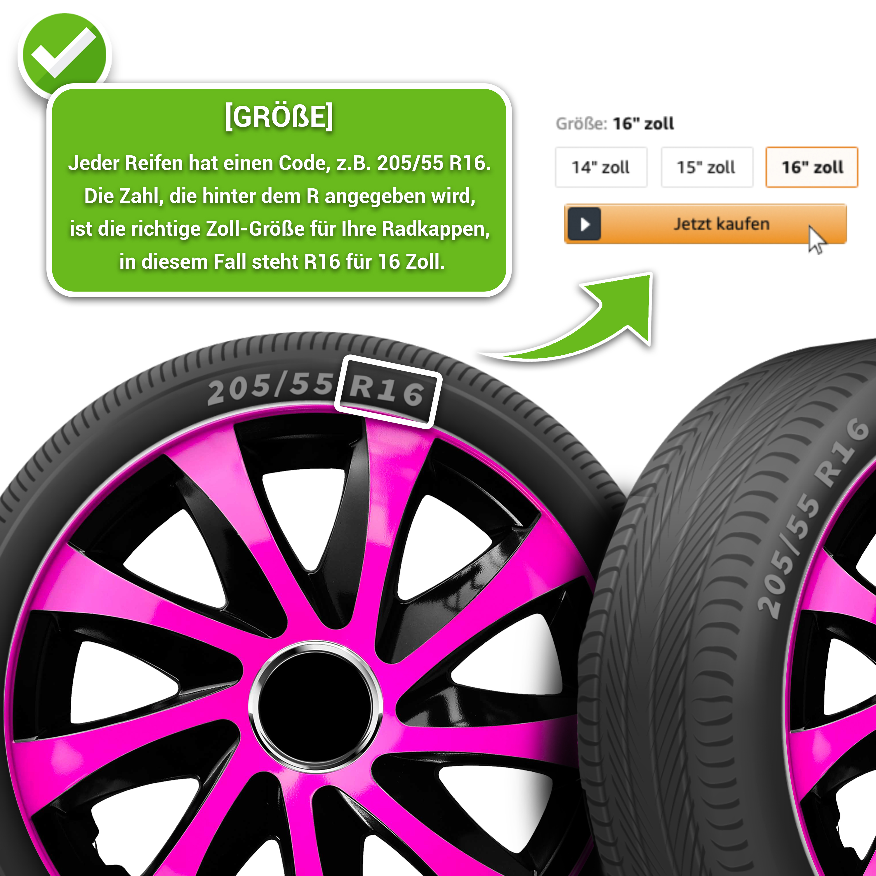 Auto Radkappen Radzierblenden 4 Set passend für alle Stahlfelgen 13'' bis 16'' - Bild 46 von 64
