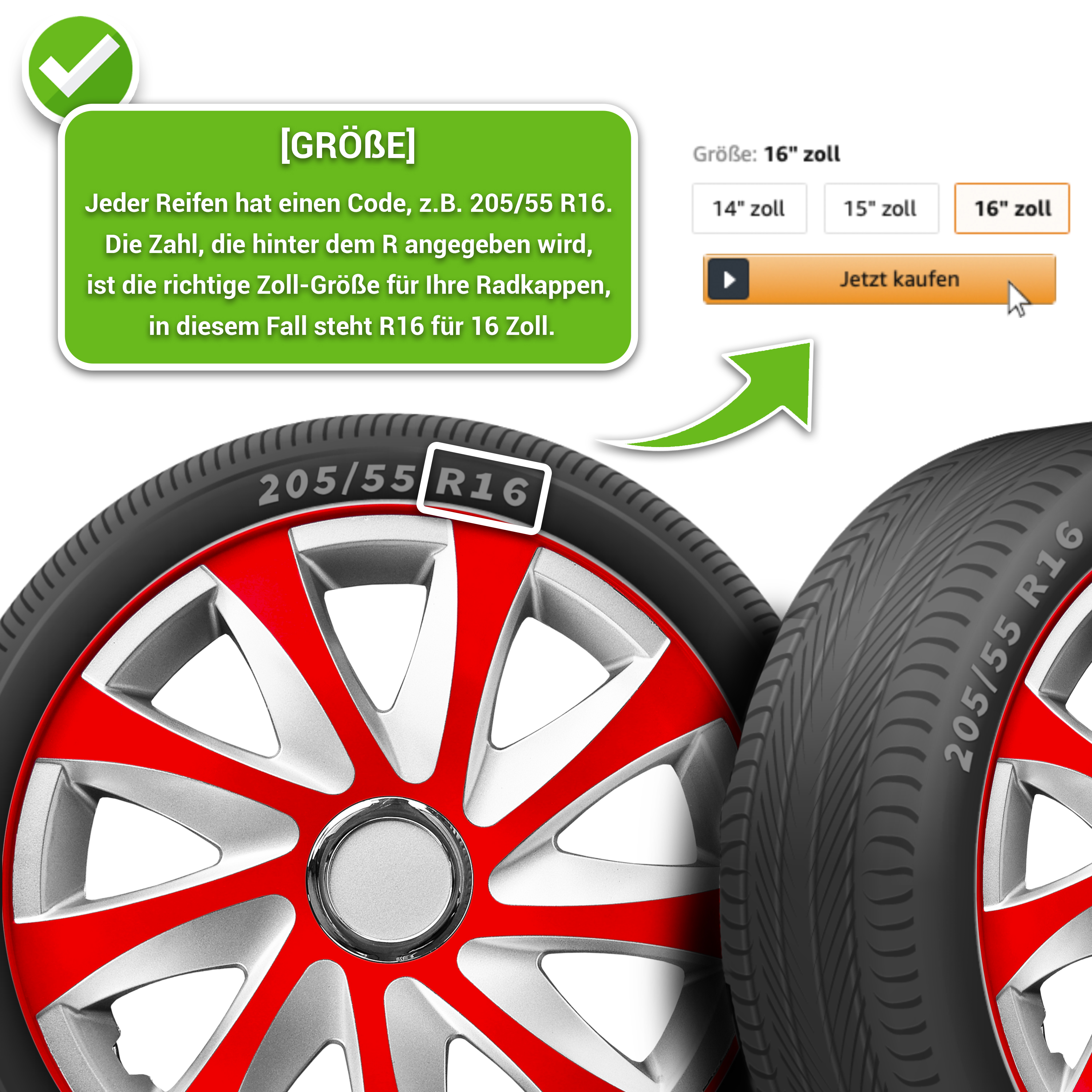 Auto Radkappen Radzierblenden 4 Set passend für alle Stahlfelgen 13'' bis 16'' - Bild 53 von 64