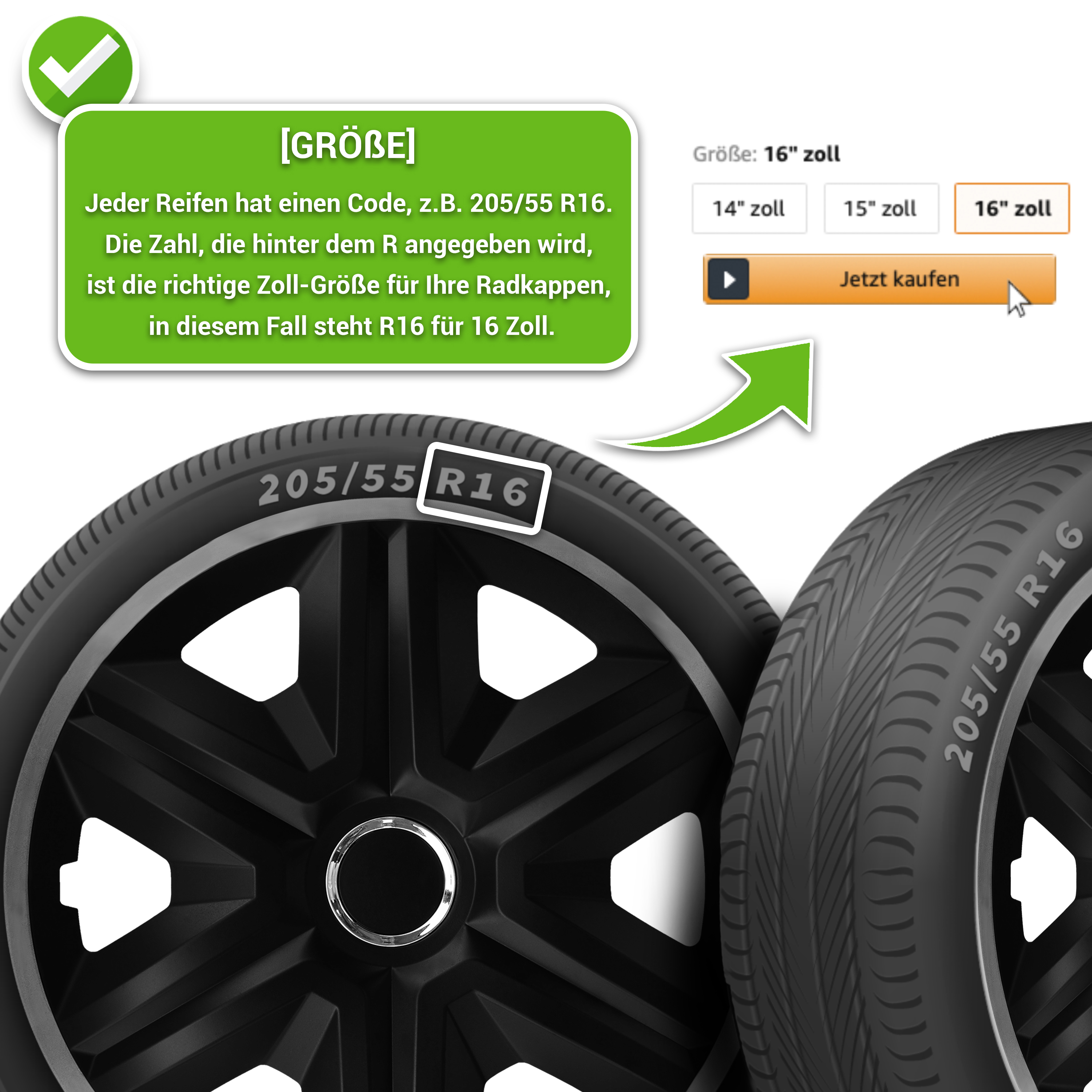 Auto Radkappen Radzierblenden 4 Set passend für alle Stahlfelgen 14'' 15'' 16'' - Bild 25 von 64