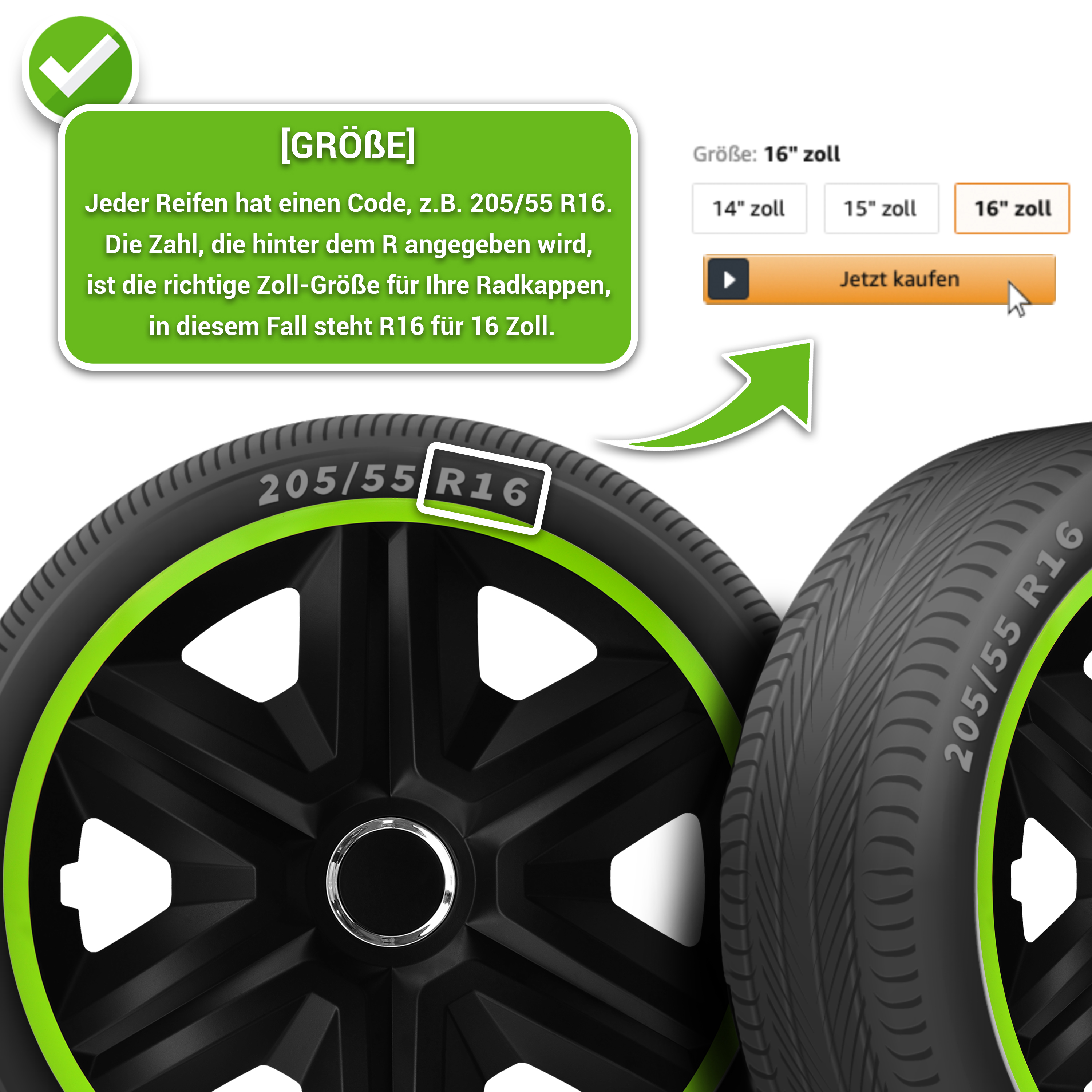 Auto Radkappen Radzierblenden 4 Set passend für alle Stahlfelgen 14'' 15'' 16'' - Bild 32 von 64