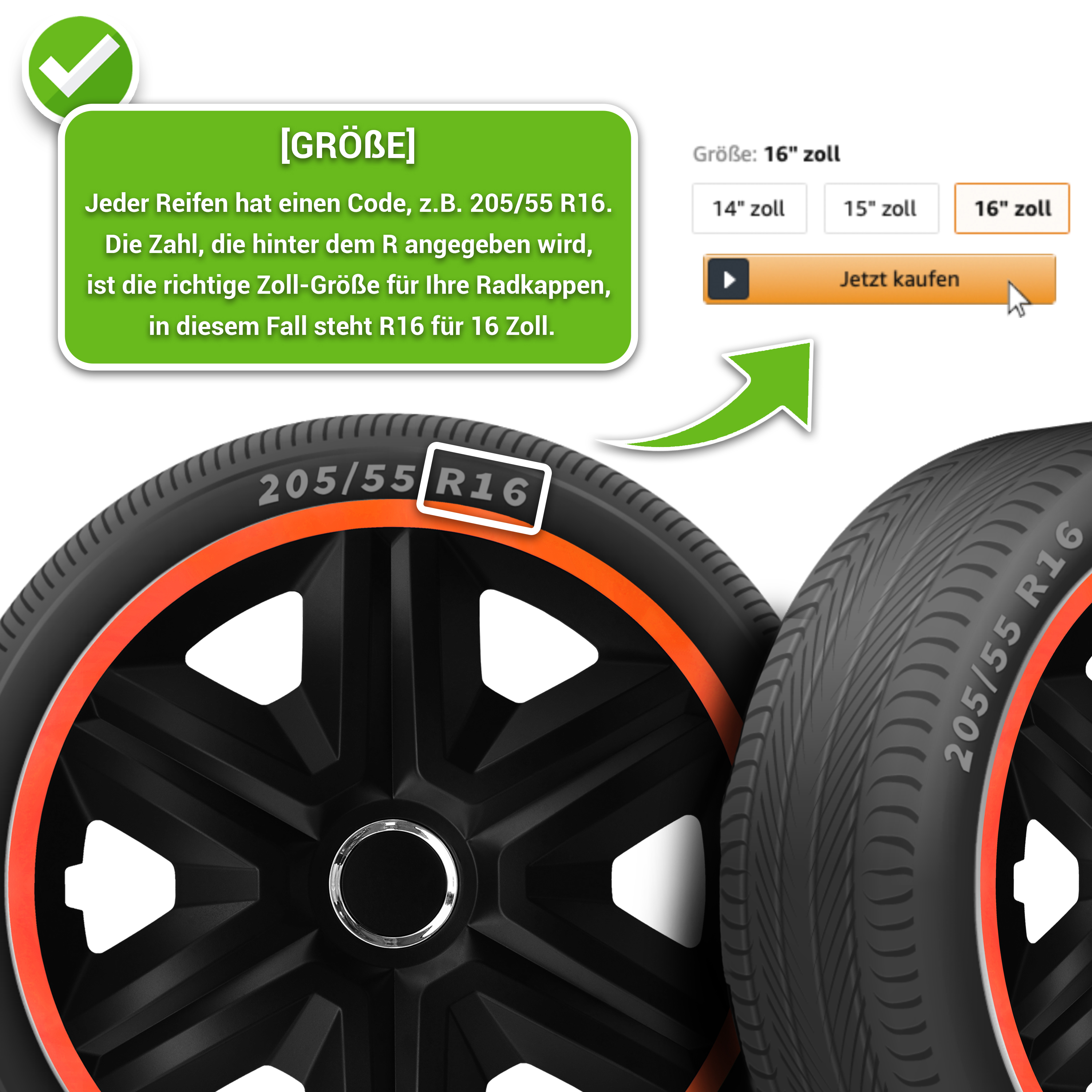 Auto Radkappen Radzierblenden 4 Set passend für alle Stahlfelgen 14'' 15'' 16'' - Bild 39 von 64