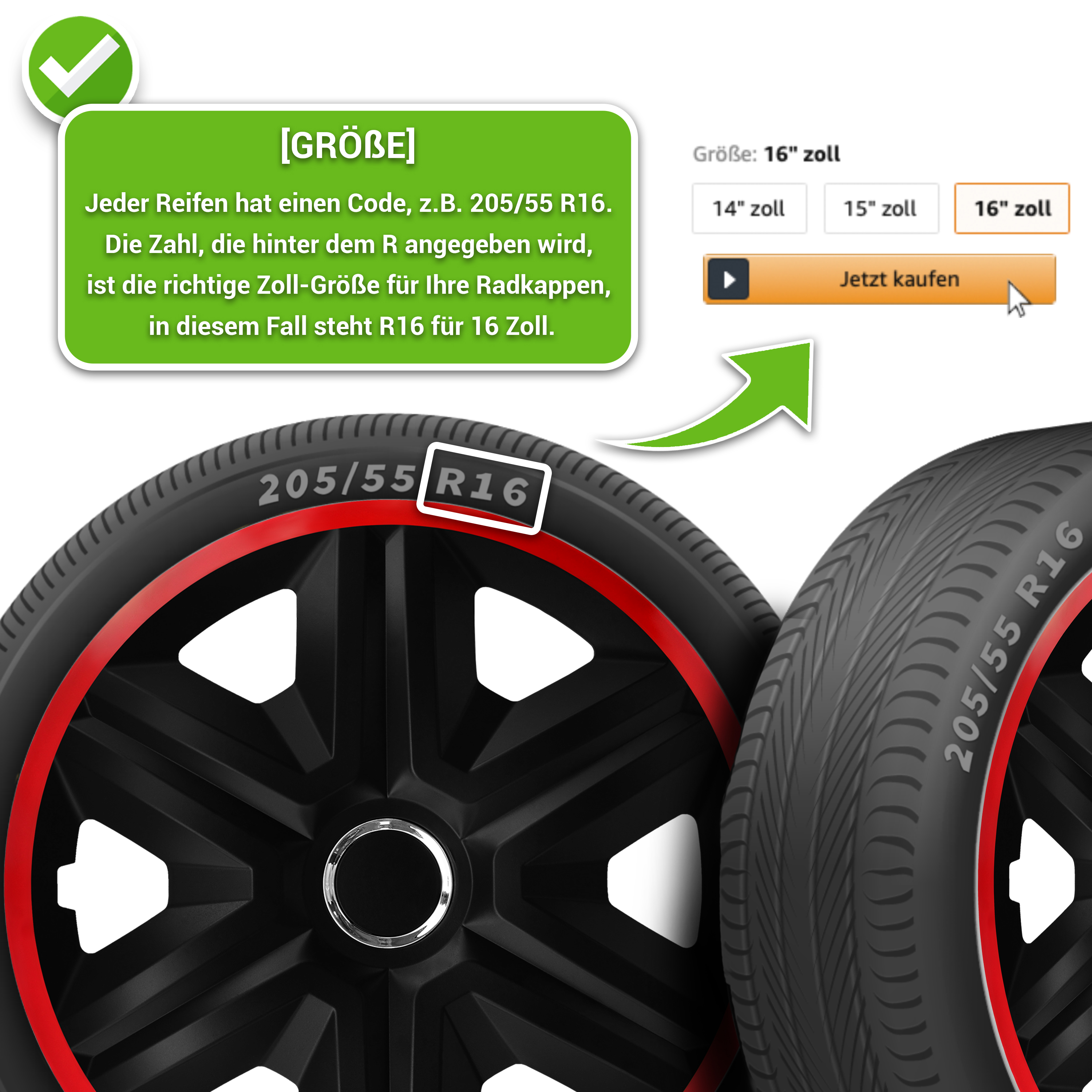 Auto Radkappen Radzierblenden 4 Set passend für alle Stahlfelgen 14'' 15'' 16'' - Bild 53 von 64